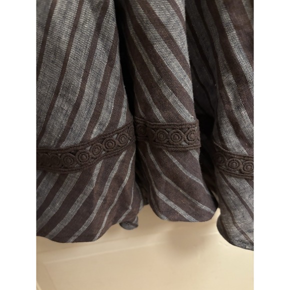 Sundance Women's Linen‎ Belted Gray Brown Striped  Allende Dress Size 16 $168 - Picture 3 of 6